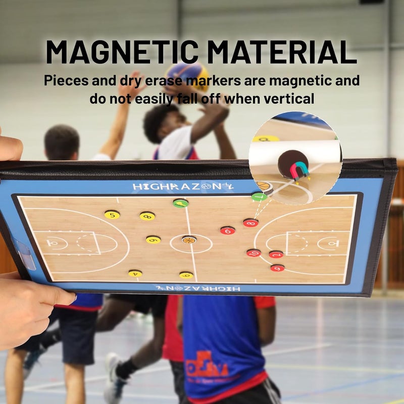 HIGHRAZON Basketball Coaching Board, Coaches Clipboard Tactical Magnetic Board Kit, Portable Strategy Coach Board with Dry Erase, Marker Pen - Image 3